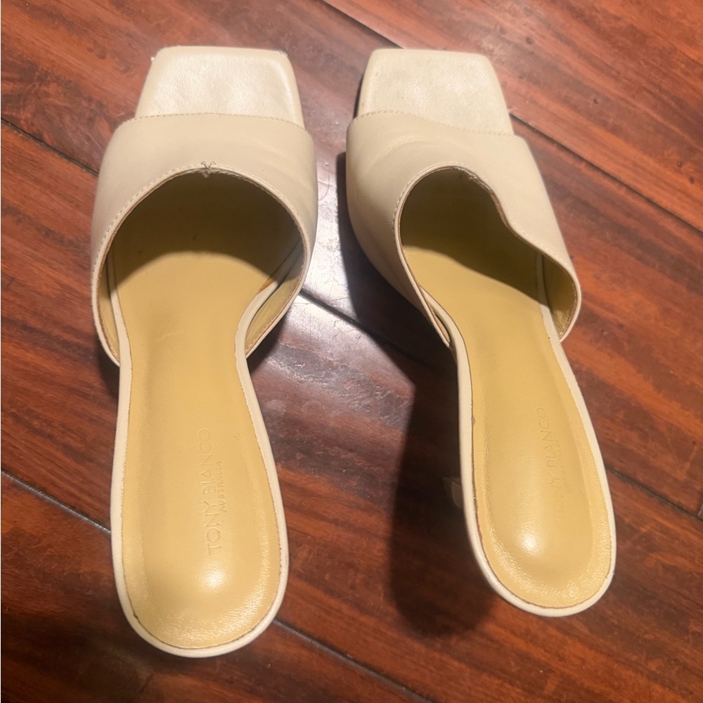 Tony Bianco Cream Square-Toe Mule Heels - Picture 4 of 11